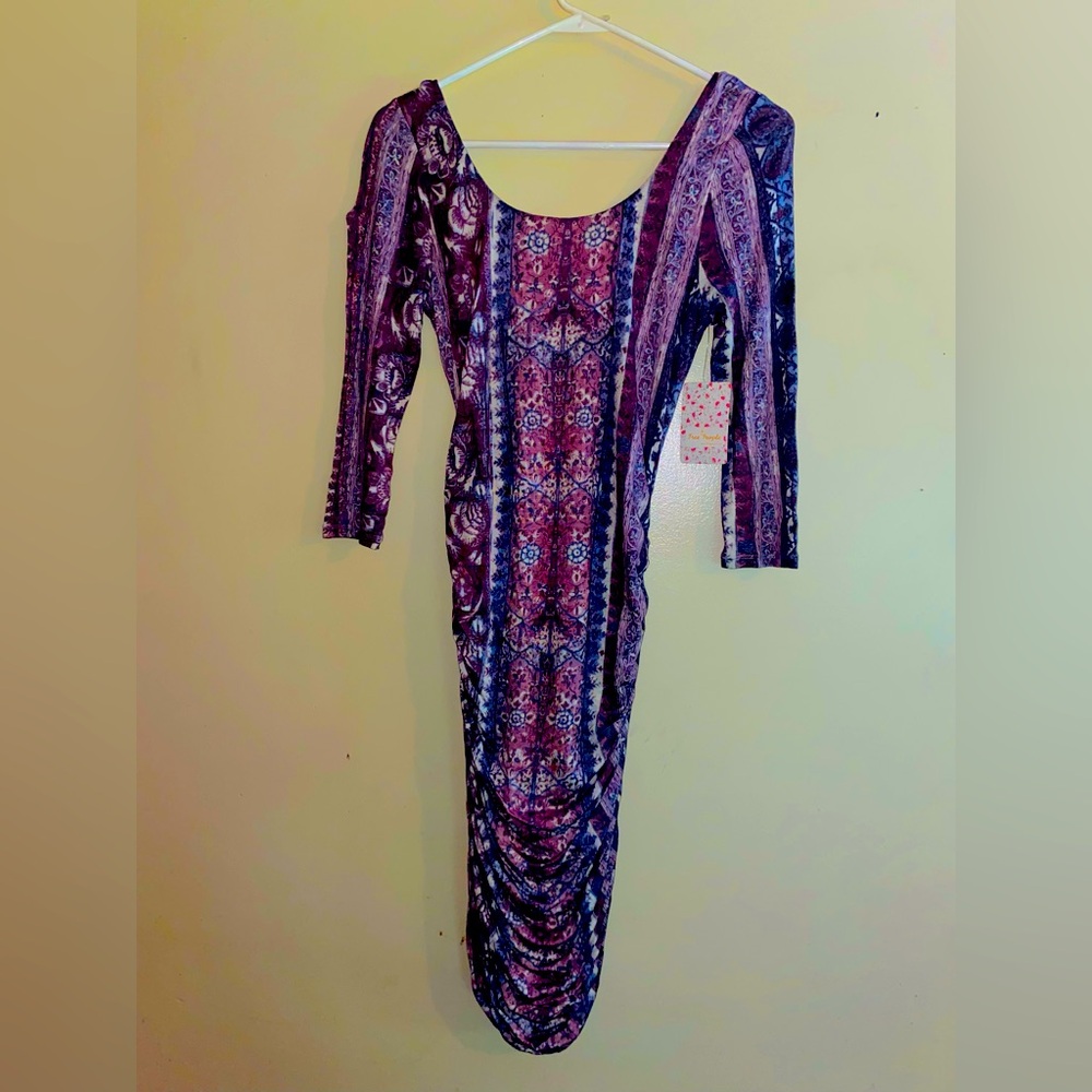 NWT Free People Half Sleeve Eggplant Color Dress Size Small